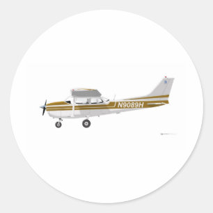 Adesivo Redondo Cessna 172 Skyhawk Brown