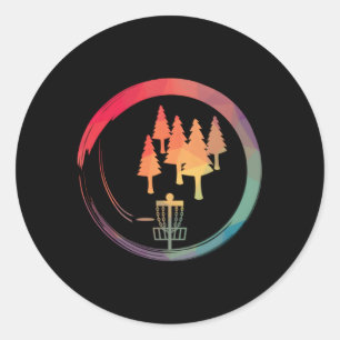 Adesivo Redondo Cesta de Golfe Frisbee Disco Golfe