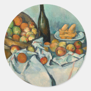 Adesivo Redondo Cesta de Maçãs de Paul Cezanne Vida Estática Vinta