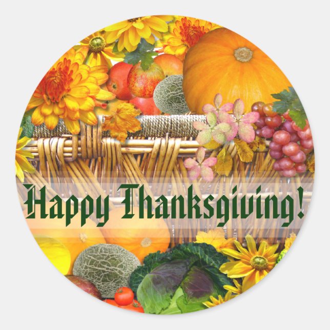 Adesivo Redondo Cesta de outono ~ Envelope Selo/adesivo (Frente)