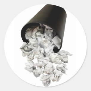 Adesivo Redondo Cesta de wastepaper derramada