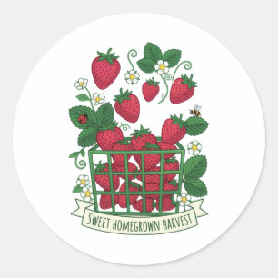 Adesivo Redondo Cesta Doce Fruta Morango Morango 