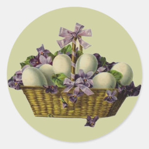 Adesivo Redondo Cesta dos ovos & das violetas