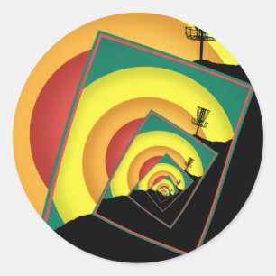 Adesivo Redondo Cestos de Golf de Disco Girando 3