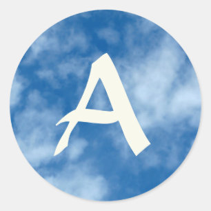 Adesivo Redondo Céu Azul com Foto de Nuvens com Inicial
