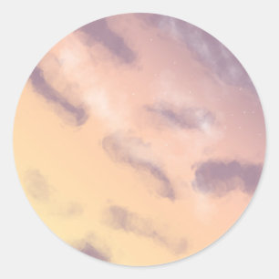 Adesivo Redondo Céu Brilhante Pastel Sunrise com Pintura de Nuvens