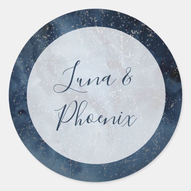 Adesivo Redondo Céu Celestial Noturno Com Faixas De Envelope (Frente)