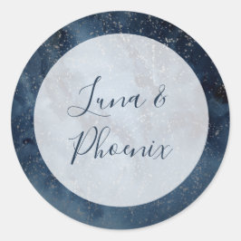 Adesivo Redondo Céu Celestial Noturno Com Faixas De Envelope