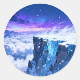 Adesivo Redondo Céu Montanha Congelada