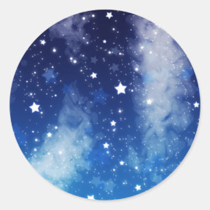 Adesivo Redondo Céu nocturno azul estrelado