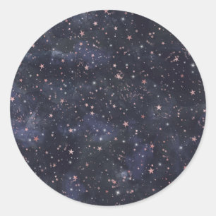 Adesivo Redondo Céu Noturno Estrelado Azul e Rosa Celebração de Be