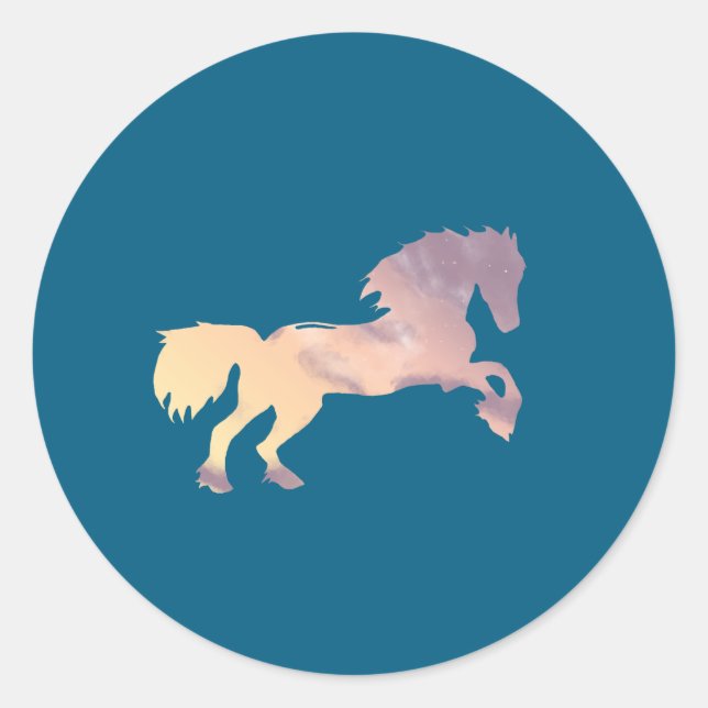 Adesivo Redondo Céu Sensível Cavalo Pastel Sunrise com Nuvens (Frente)