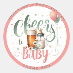 Adesivo Redondo CEUE Cheers to Baby está criando cervejas