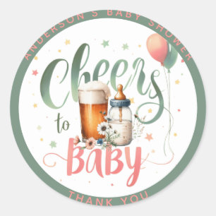 Adesivo Redondo CEUE Cheers to Baby está criando cervejas