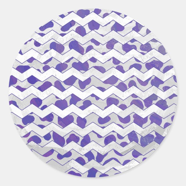 Adesivo Redondo Cevron Dalmaciano Roxo e Branco (Frente)