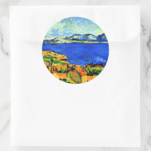 Adesivo Redondo Cezanne - Golfo de Marselha, obra de arte popular,