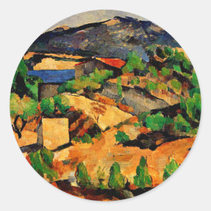 Adesivo Redondo Cezanne - Montanhas vistas na Praça Estaque