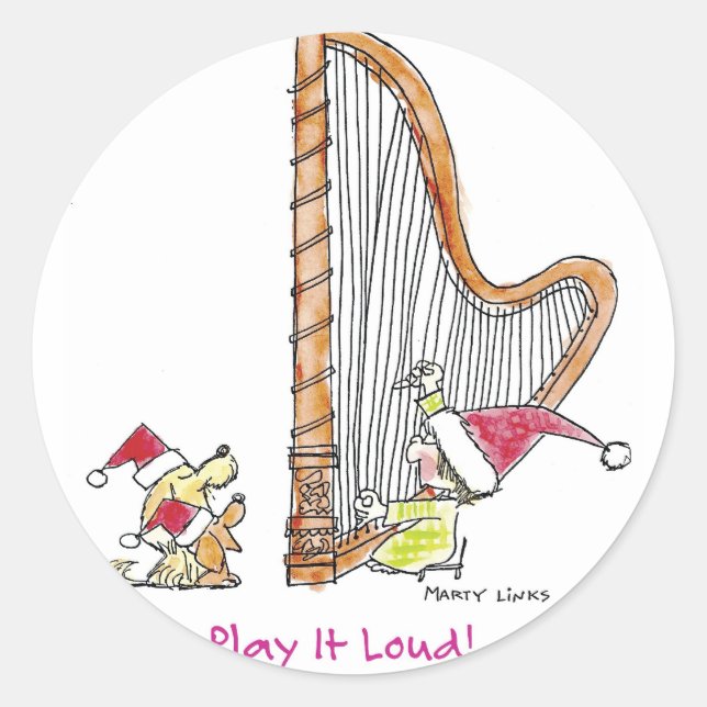 Adesivo Redondo CH-004 Harp de Natal (Frente)