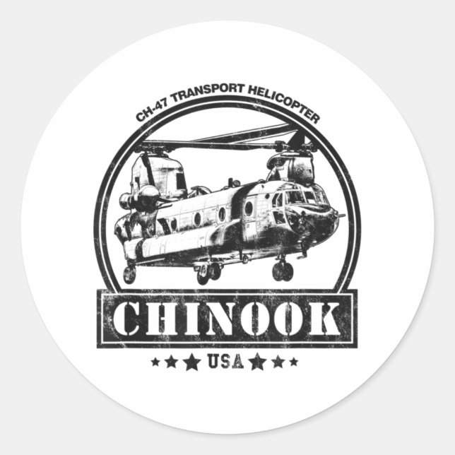 Adesivo Redondo CH-47 Chinook Helicopter (Frente)
