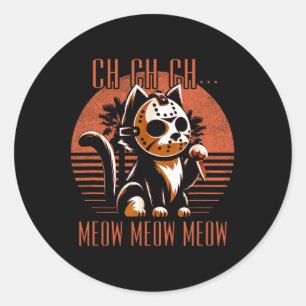 Adesivo Redondo Ch Ch Meow Meow Meow Engraçado Filme De Horror Ani