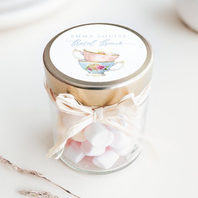 Adesivo Redondo Chá Bridal de Flor Elegante Brunch (Criador carregado)