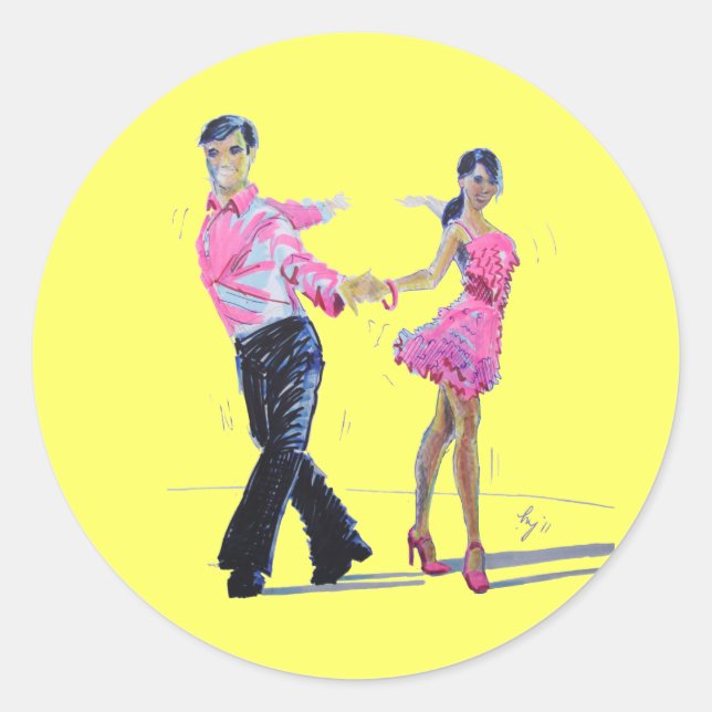 Adesivo Redondo Cha Cha Cha Ballroom Dancing (Frente)