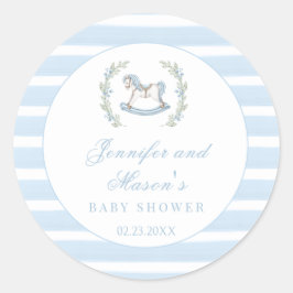 Adesivo Redondo Chá clássico do cavalo de balanço azul