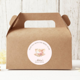 Adesivo Redondo Chá da Manhã Rosa Pastel Dourado Chá de Noiva