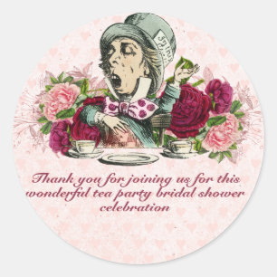 Adesivo Redondo Chá da Noiva Vintage Festa do Chá da Alice do Chap