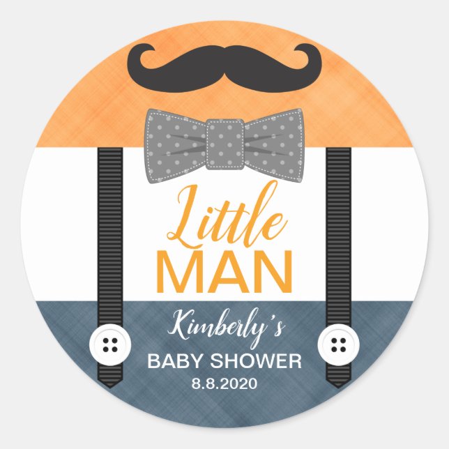 Adesivo Redondo Chá de arco de gravata de marinho laranja  (Frente)