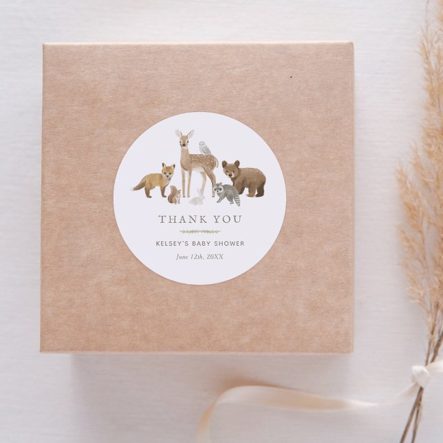 Adesivo Redondo Chá de Bebê Animais da Floresta (Criador carregado)