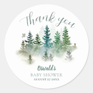 Adesivo Redondo Chá de Bebê Aquarela Florestal