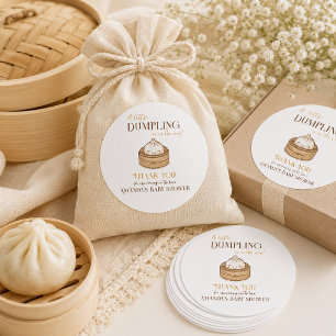 Adesivo Redondo Chá de Bebê Asiático Kawaii Dim Sum Pequeno Bolinh