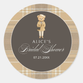 Adesivo Redondo Chá de Bebê Azul Marinho do Urso Elegante