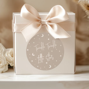 Adesivo Redondo Chá de Bebê Beige Twinkle Twinkle Little Star