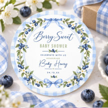Chá de bebê Berry Sweet | Xadrez Azul Mirtilo