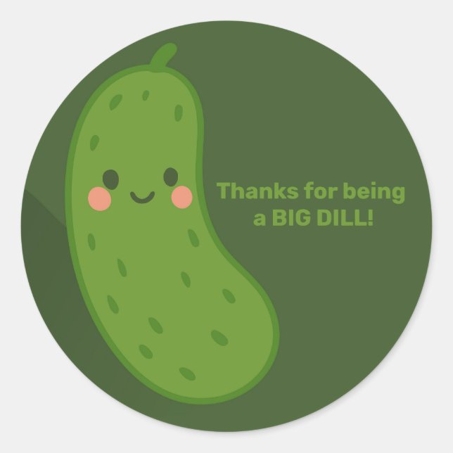 Adesivo Redondo Chá de Bebê Big Dill Green Pickle (Frente)