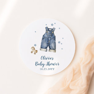 Adesivo Redondo Chá de Bebê Blue Jean