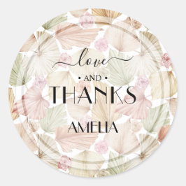 Adesivo Redondo Chá de Bebê Boho Folhas Secas e Flores Nupcial