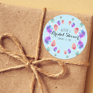 Adesivo Redondo Chá de Bebê Boho Pastel Adorável com Folhagem em A