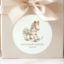 Chá de Bebê Cavalo de Balanço Brinquedo Floral Vin
