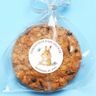 Adesivo Redondo Chá de Bebê Coelho Fofo