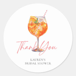 Adesivo Redondo Chá de Bebê com Aperol Spritz em Aquarela Obrigada