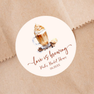 Adesivo Redondo Chá de Bebê com Café Love Is Brewing