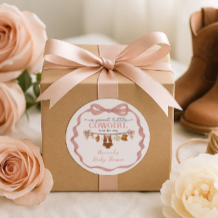Adesivo Redondo Chá de Bebê Country Little Cowgirl