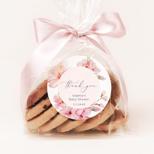 Adesivo Redondo Chá de bebê da flor de cerejeira Sakura