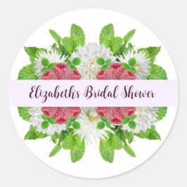 Adesivo Redondo Chá de Bebê da Garden Dahlia