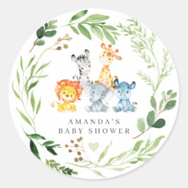 Adesivo Redondo Chá de Bebê de Animais da Savana