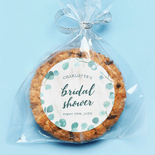 Adesivo Redondo Chá de Bebê de Eucalipto e Mármore