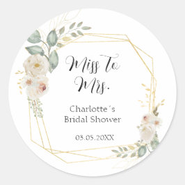 Adesivo Redondo Chá de Bebê de Flor Boho